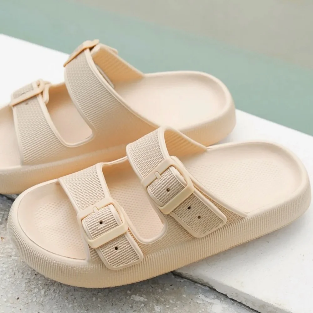 Cloud Slides for Women EVA Sandals Thick Sole Adjustable Buckles Slippers - Picture 4 of 7